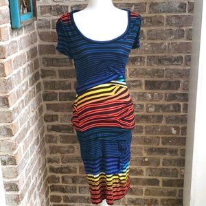 Nicole Miller Multicolored Striped Bodycon Dress